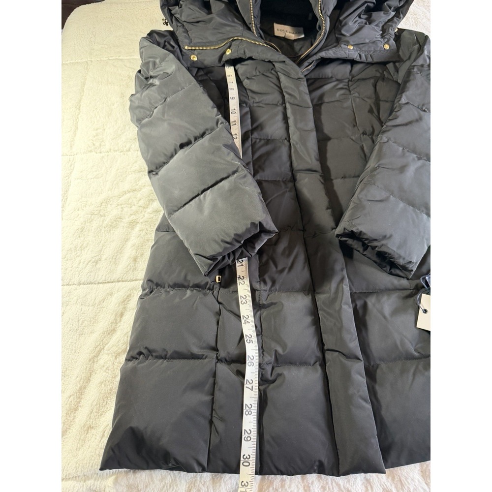 Cole Haan Signature Maxi Quilted Down Puffer Black Long‎ Coat Jacket Sz S - Picture 8 of 10